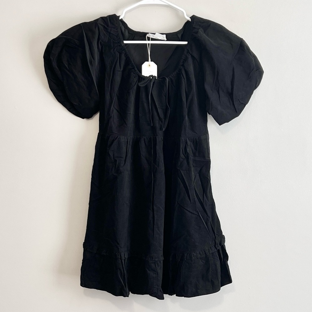 NWT Love Riche Corduroy Puff Sleeve Babydoll Mini Dress
